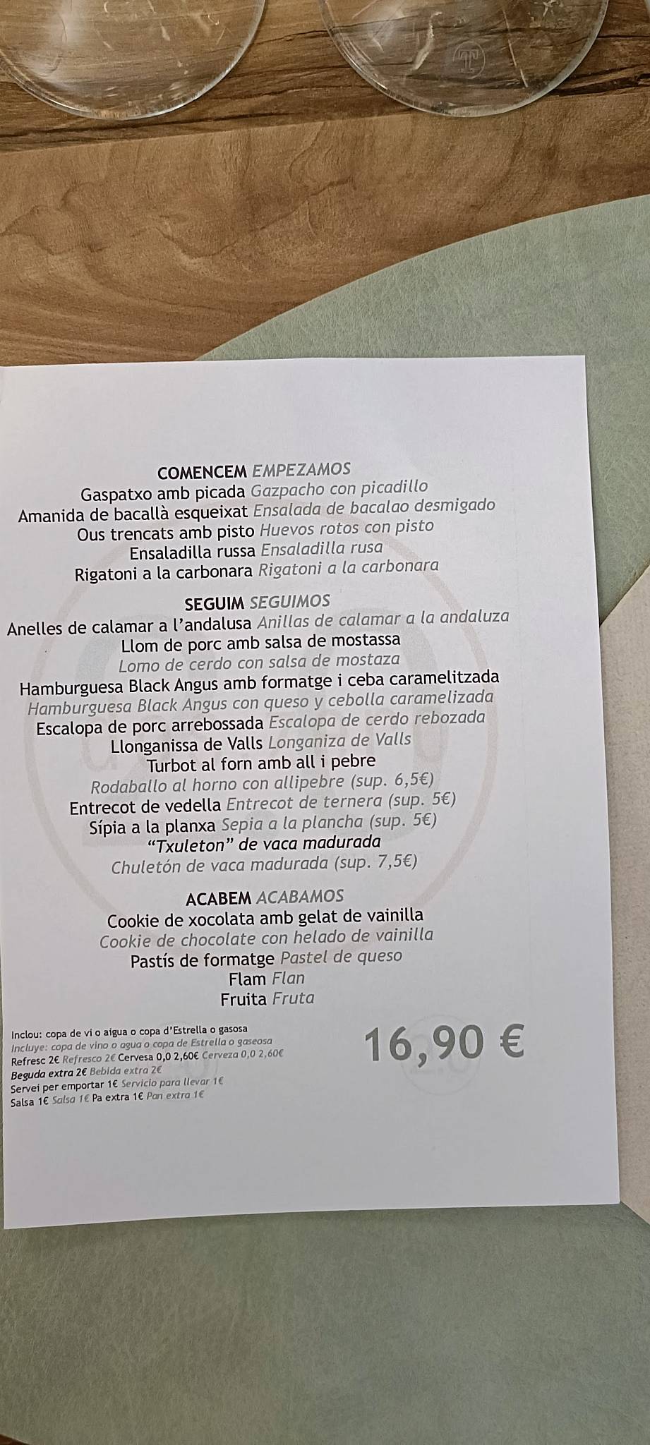 Restaurant dos.zero меню