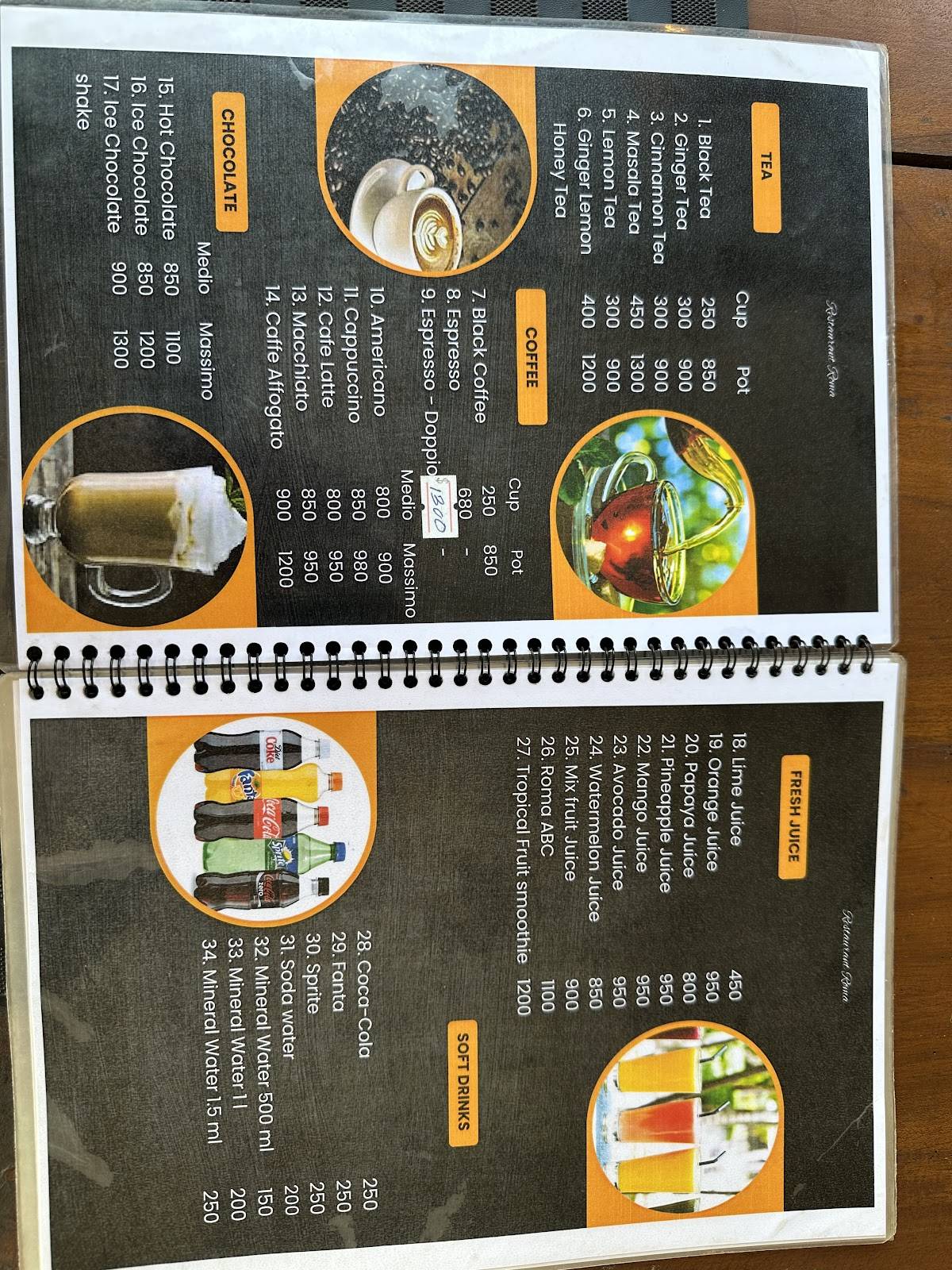Restaurant Roma меню