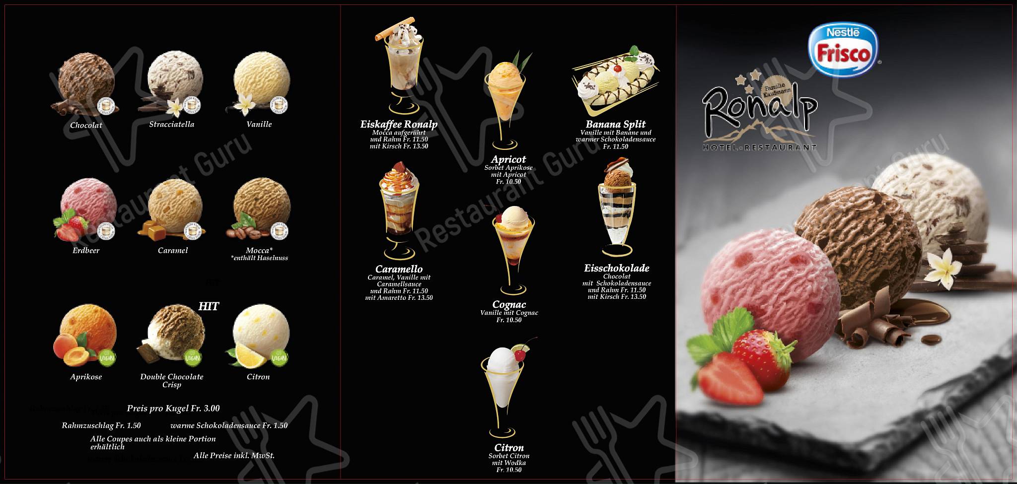 Wine Menu ресторана Restaurant Ronalp в Бюрхене