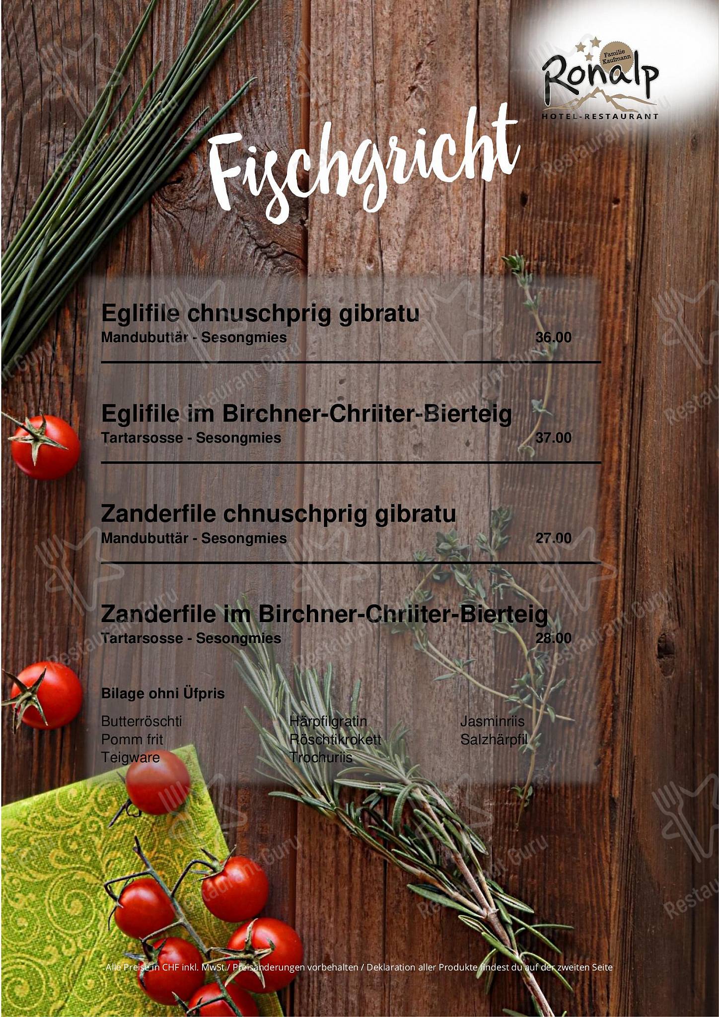 Restaurant Ronalp в Бюрхене - Wine Menu