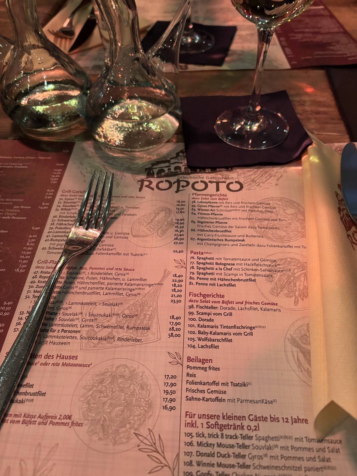 Restaurant Ropoto меню