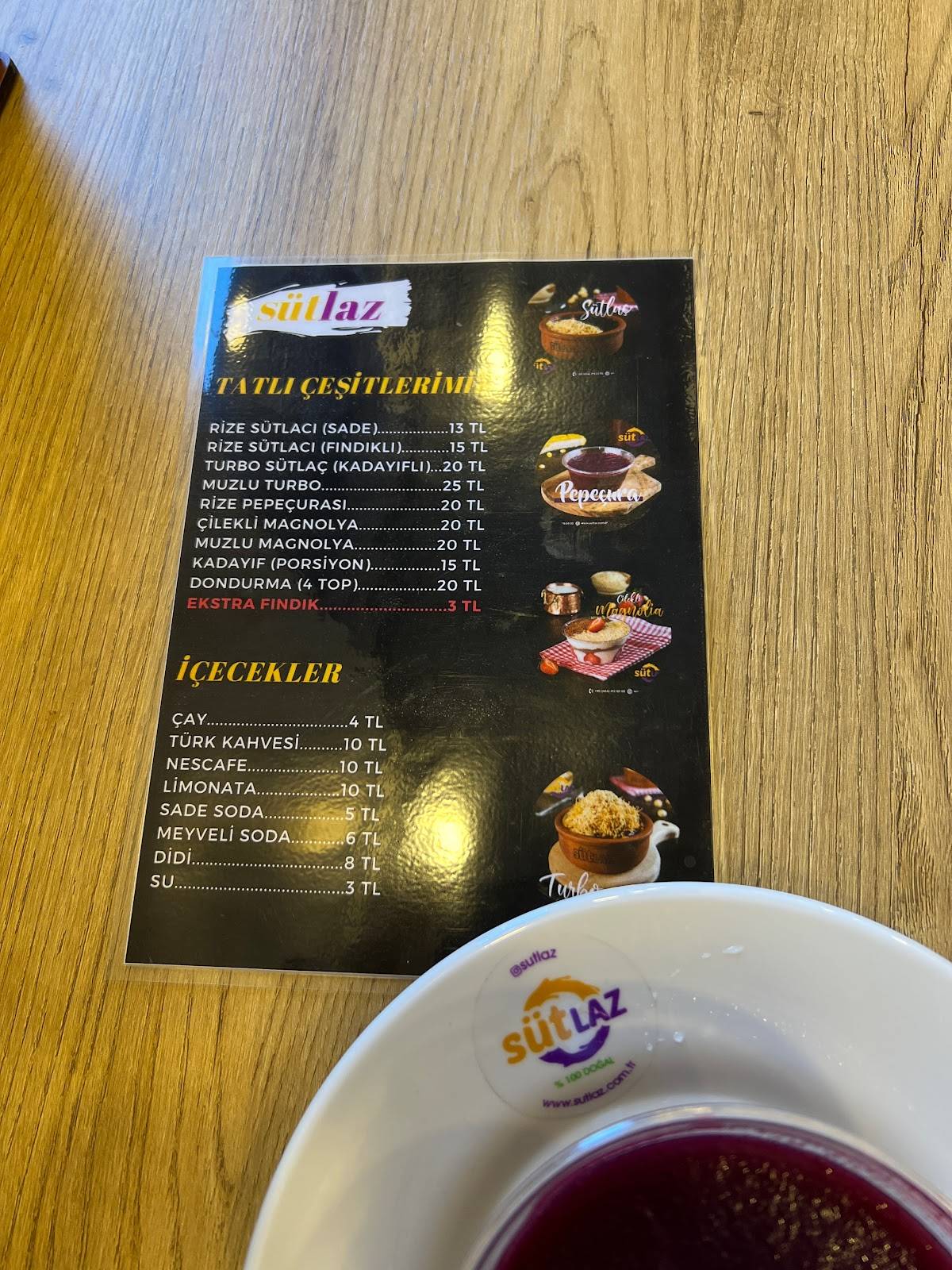 SÜTLAZ меню