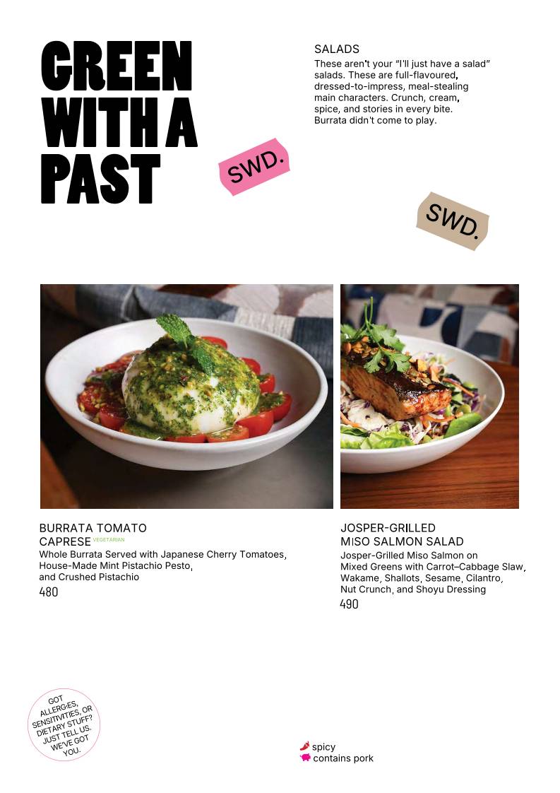 SWD Bangkok меню