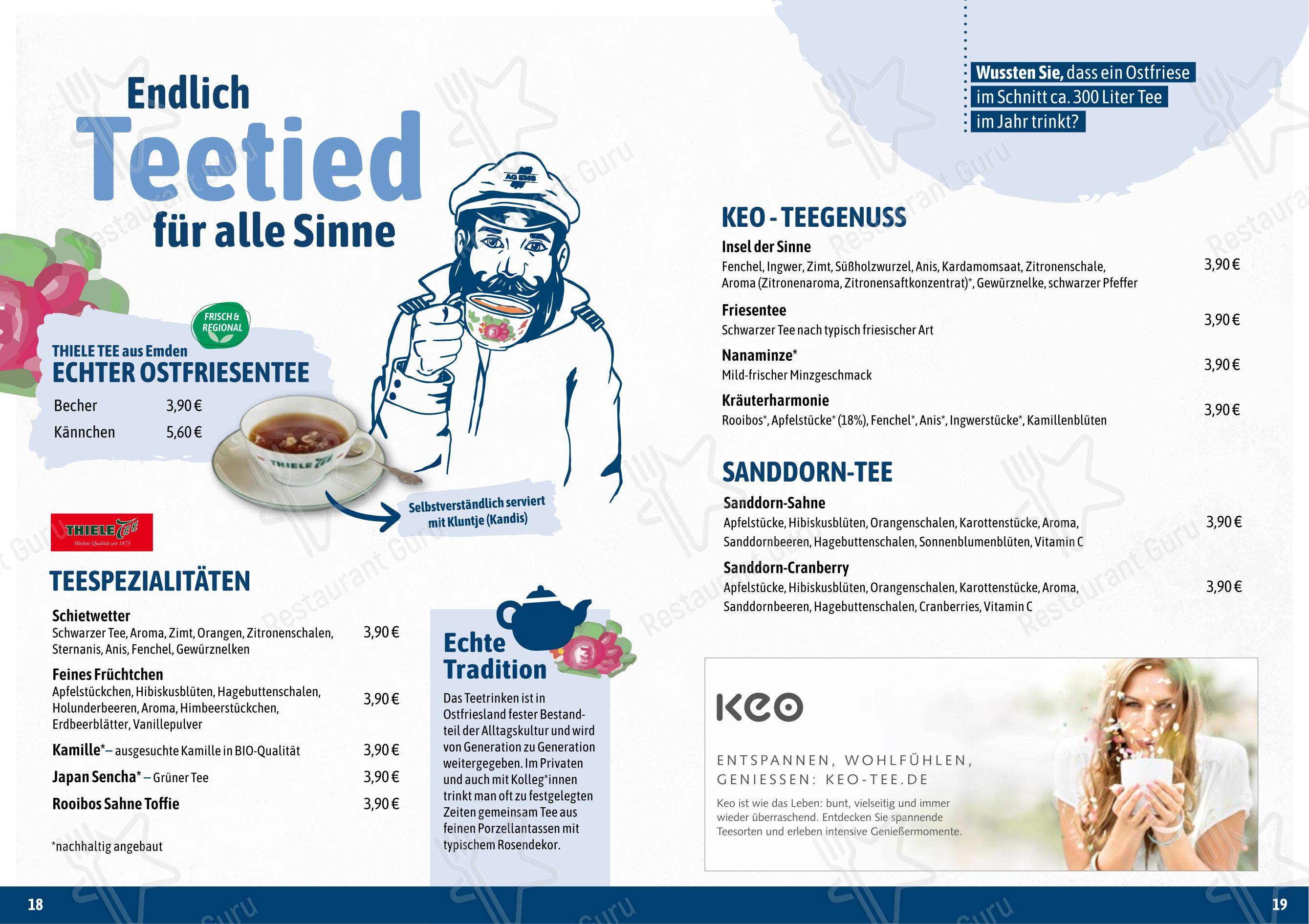 Основное меню ресторана Restaurant Strandlust в Эмдене