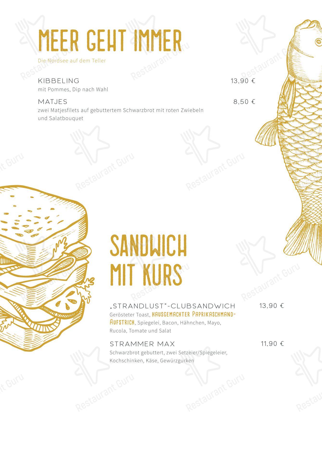 Меню напитков ресторана Restaurant Strandlust в Эмдене