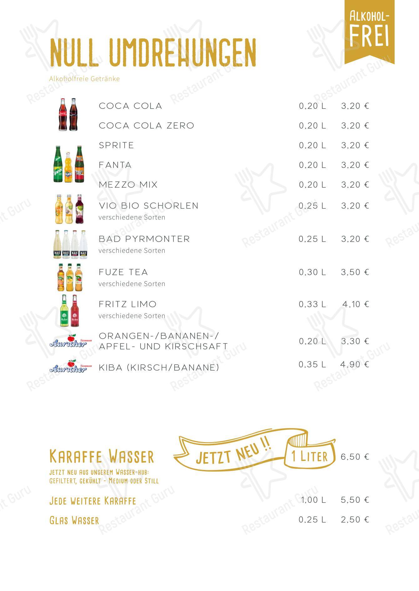 Меню напитков ресторана Restaurant Strandlust в Эмдене