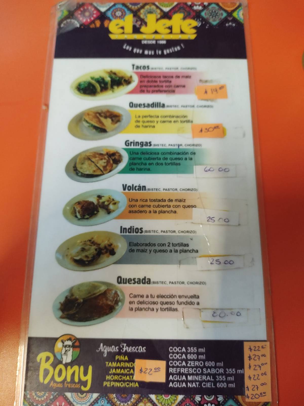 Taquerías El Jefe меню