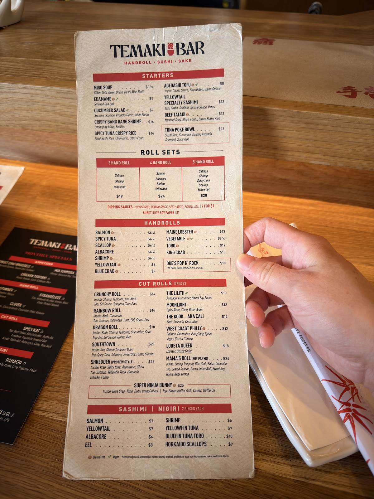 Temaki Bar Sushi меню