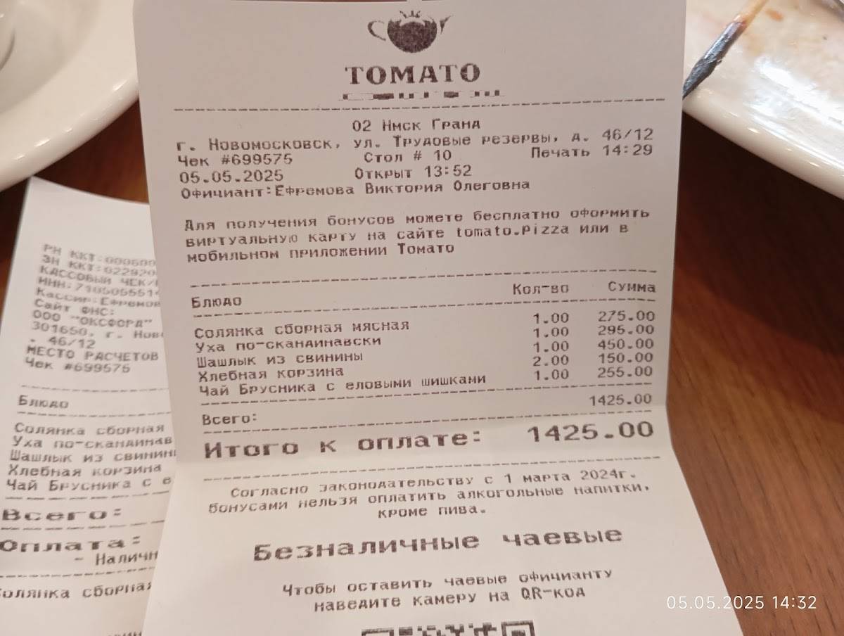 Томато меню