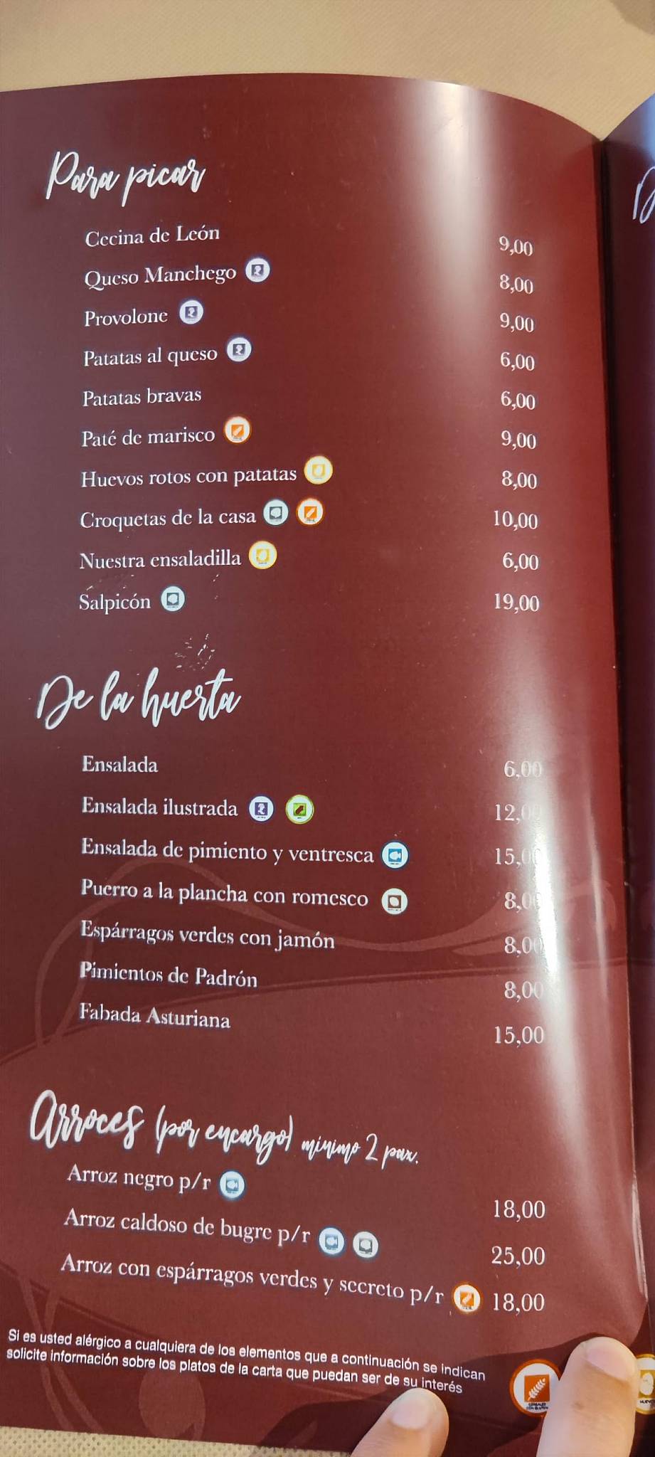 Restaurante A Dorada do Cantábrico меню