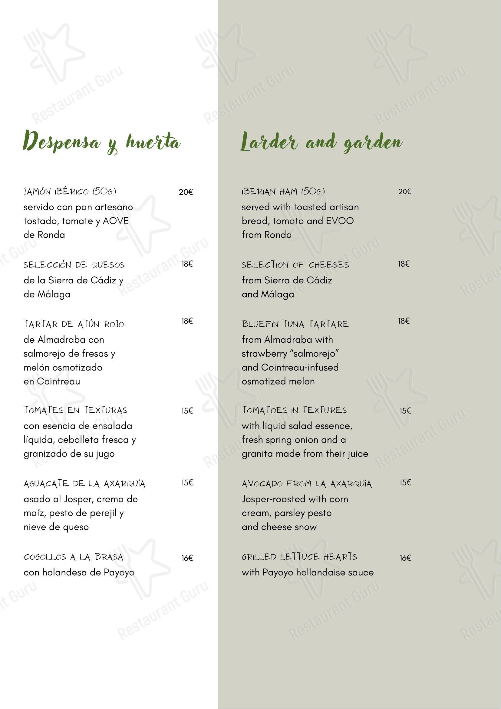Меню ресторана Restaurante Azahar Eboca Restaurants - 菜单