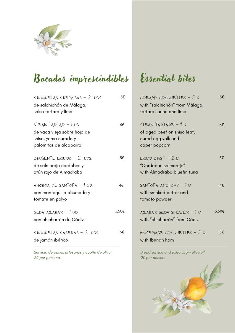 Restaurante Azahar Eboca Restaurants меню