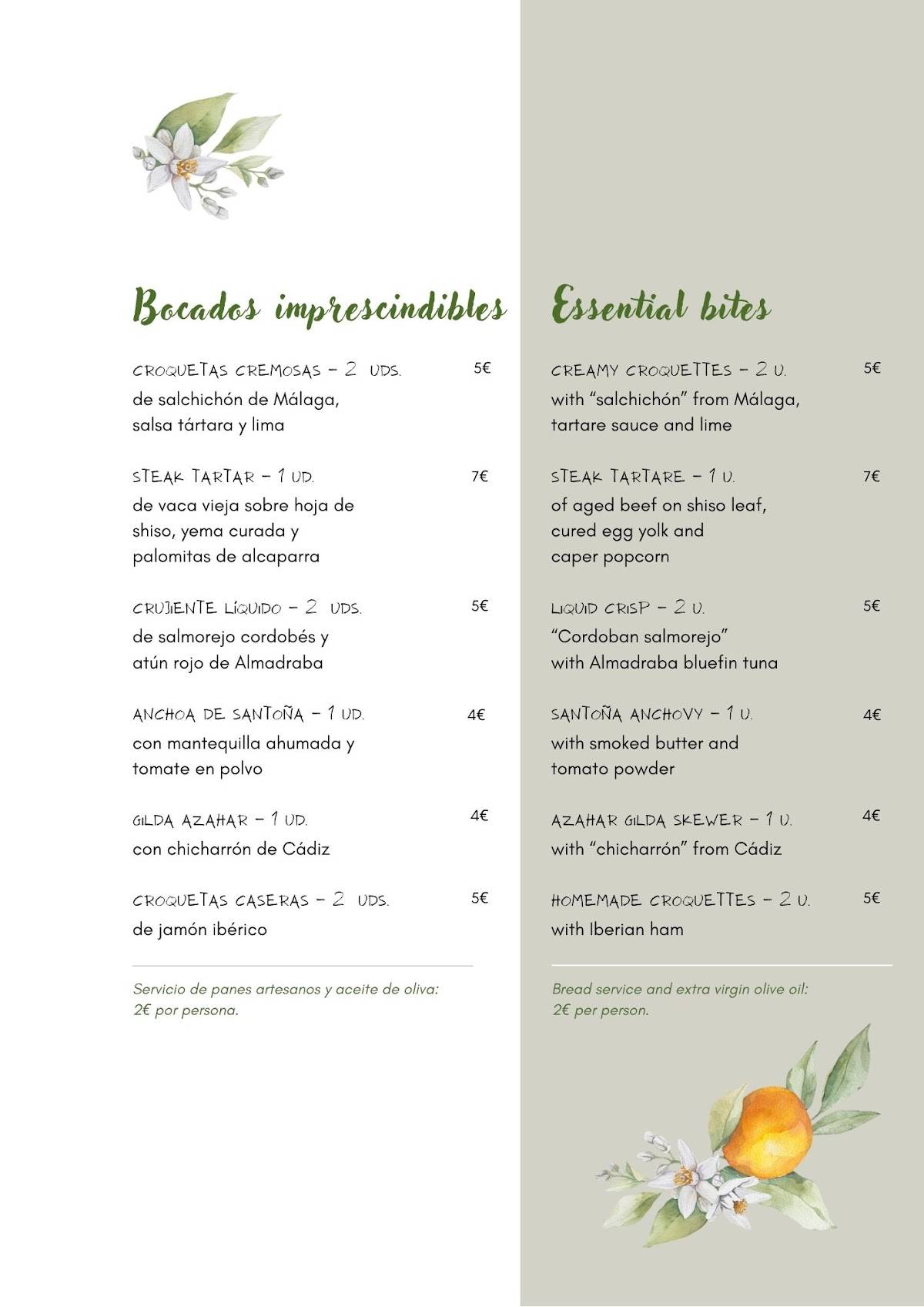Restaurante Azahar Eboca Restaurants меню