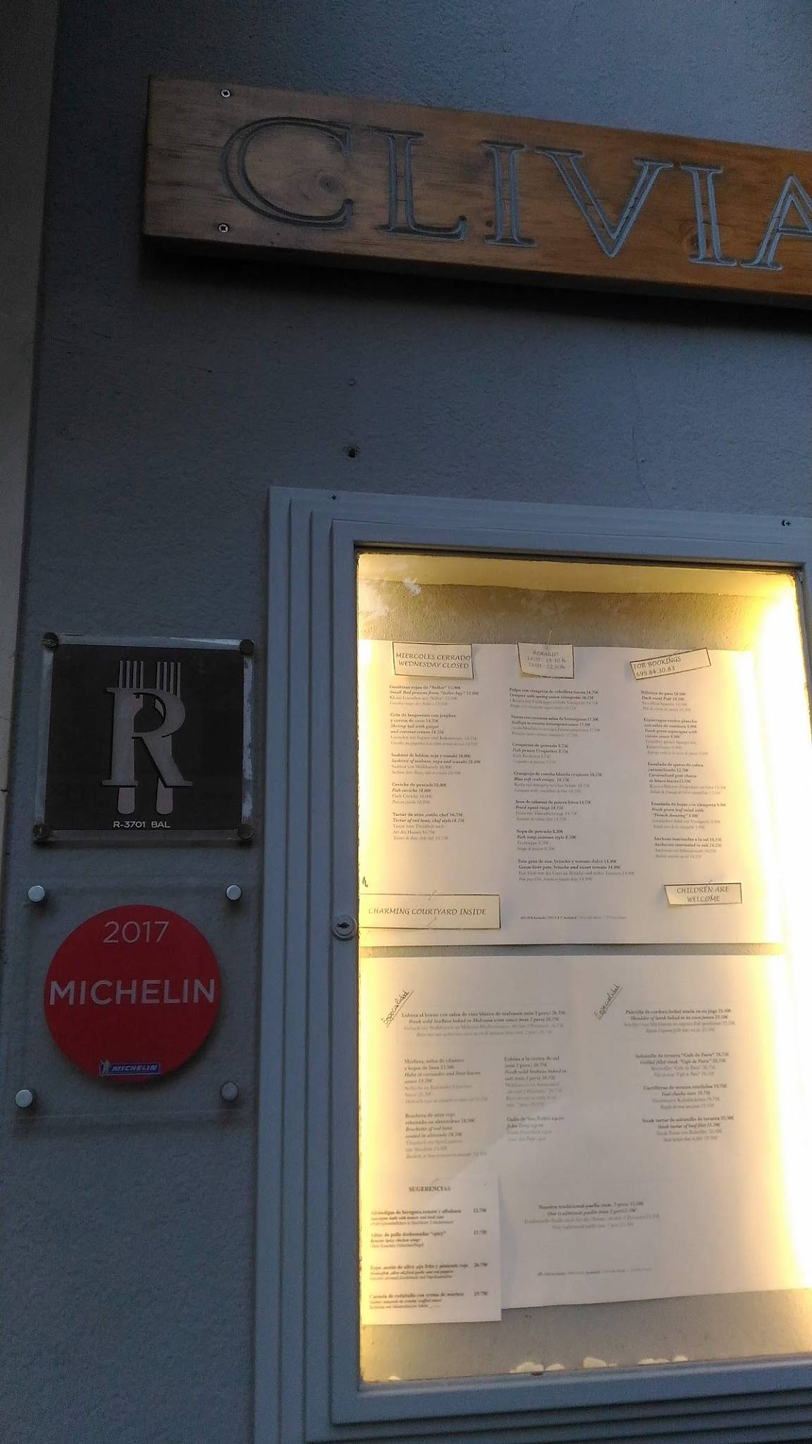 Restaurante Clivia меню