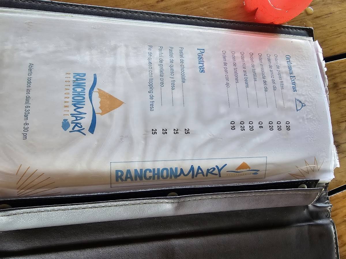 Restaurante Ranchon Mary меню
