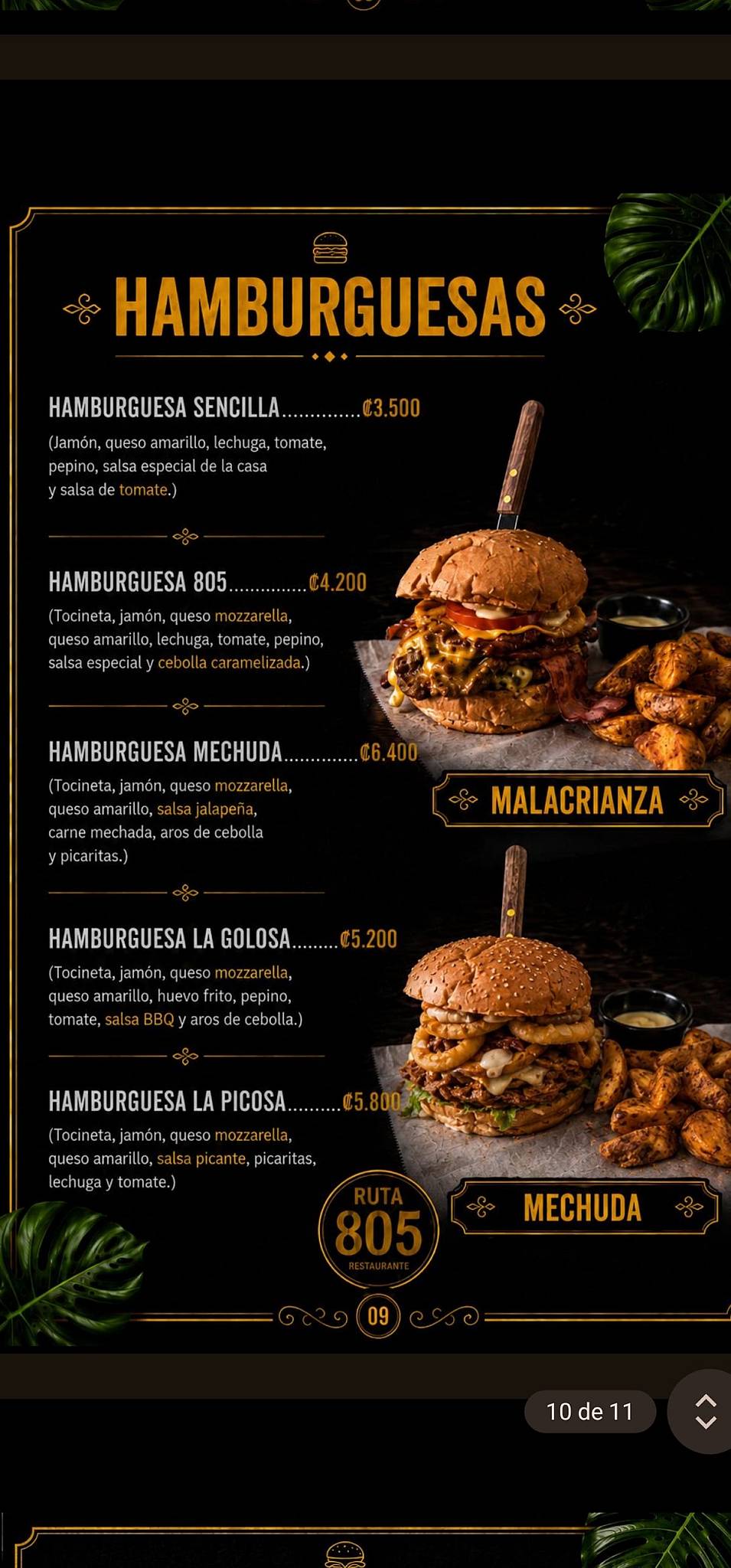 Restaurante Ruta 805 меню