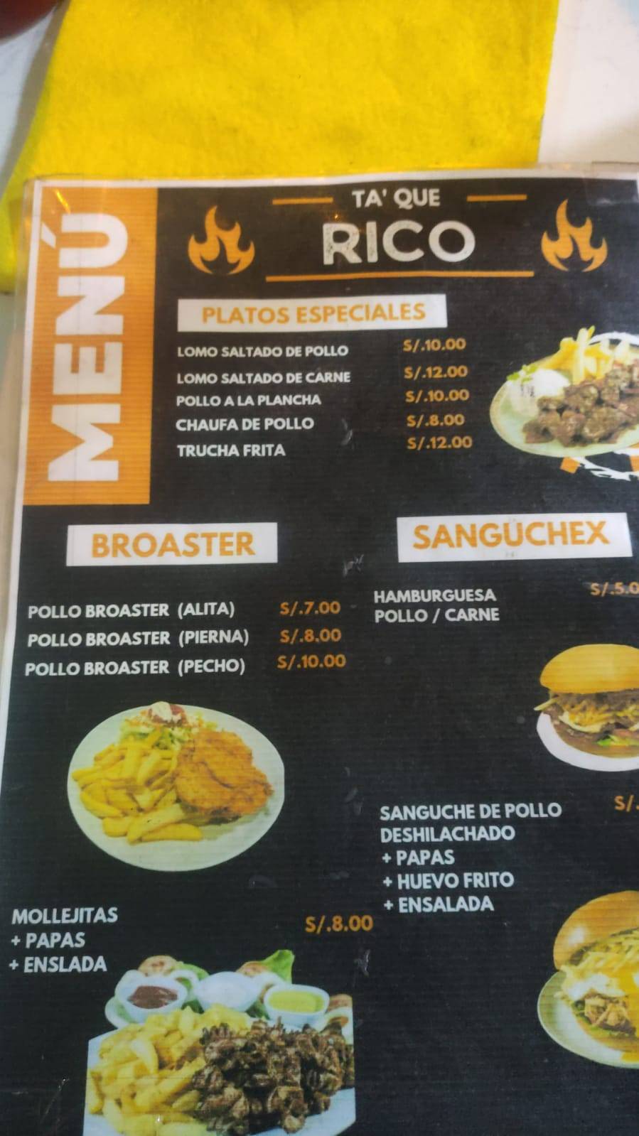 Resto - Bar “Ta’ Que Rico” меню