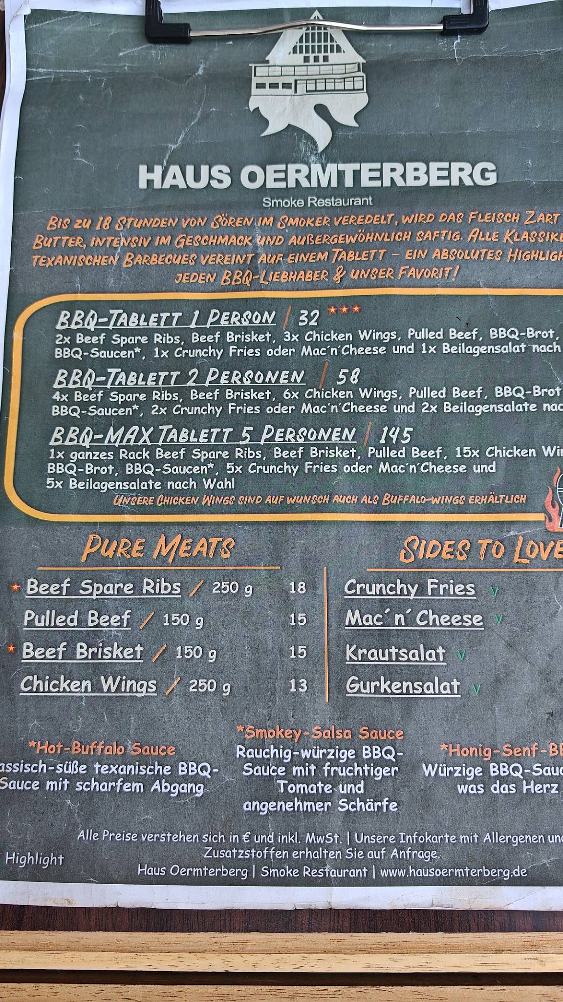 Haus Oermterberg - Smoke Restaurant меню