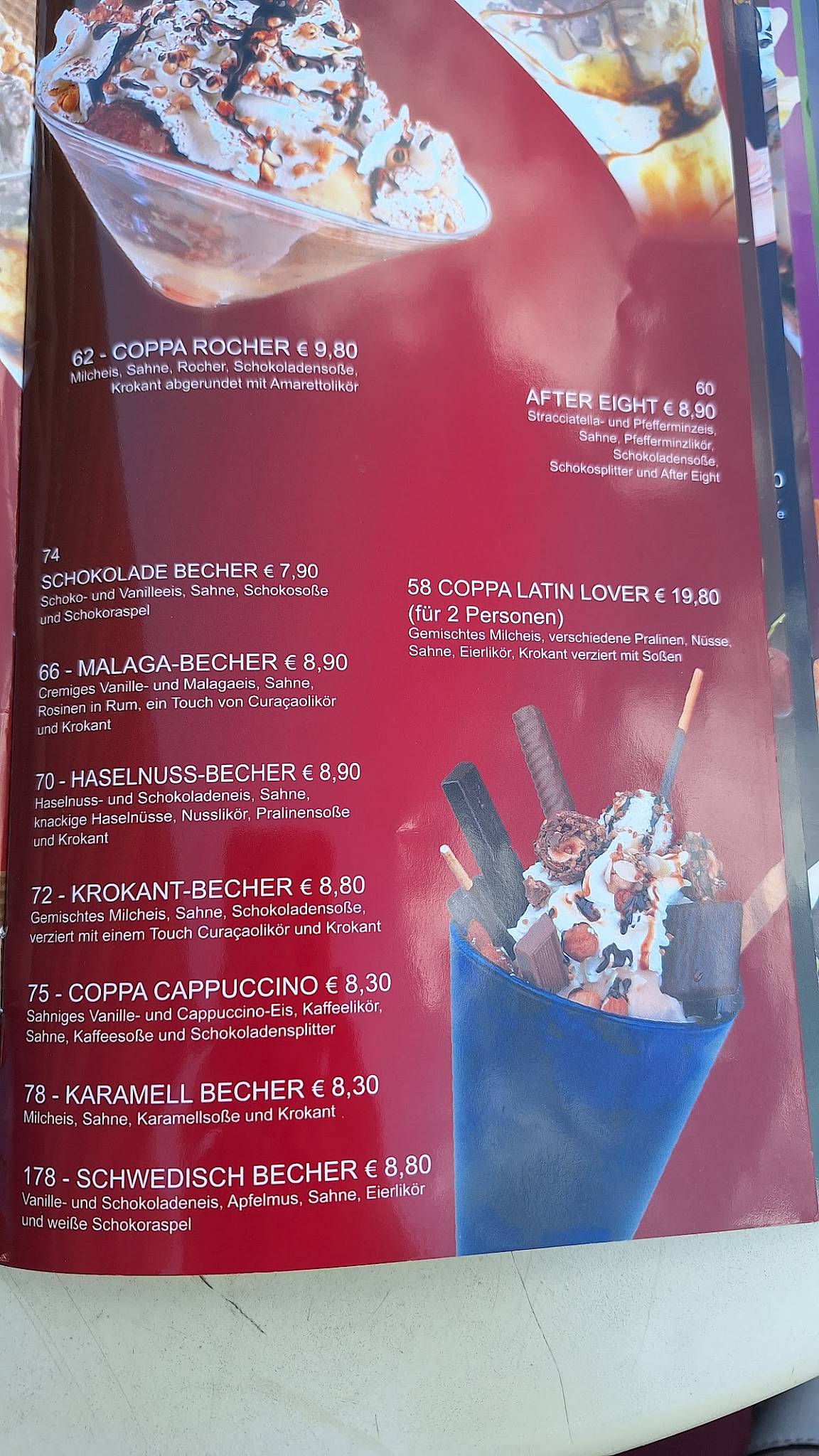 Eiscafé Roma меню
