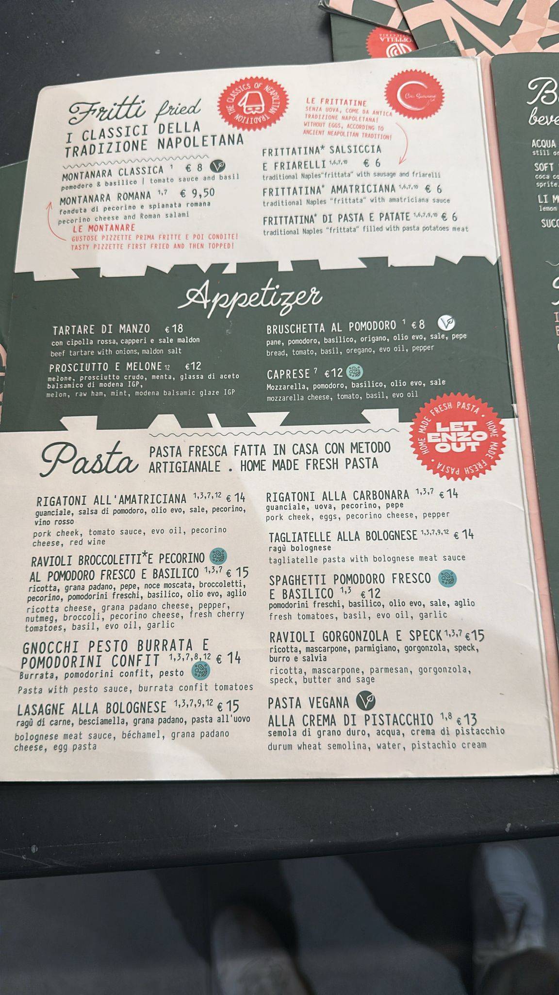 Rione Restaurant Roma меню