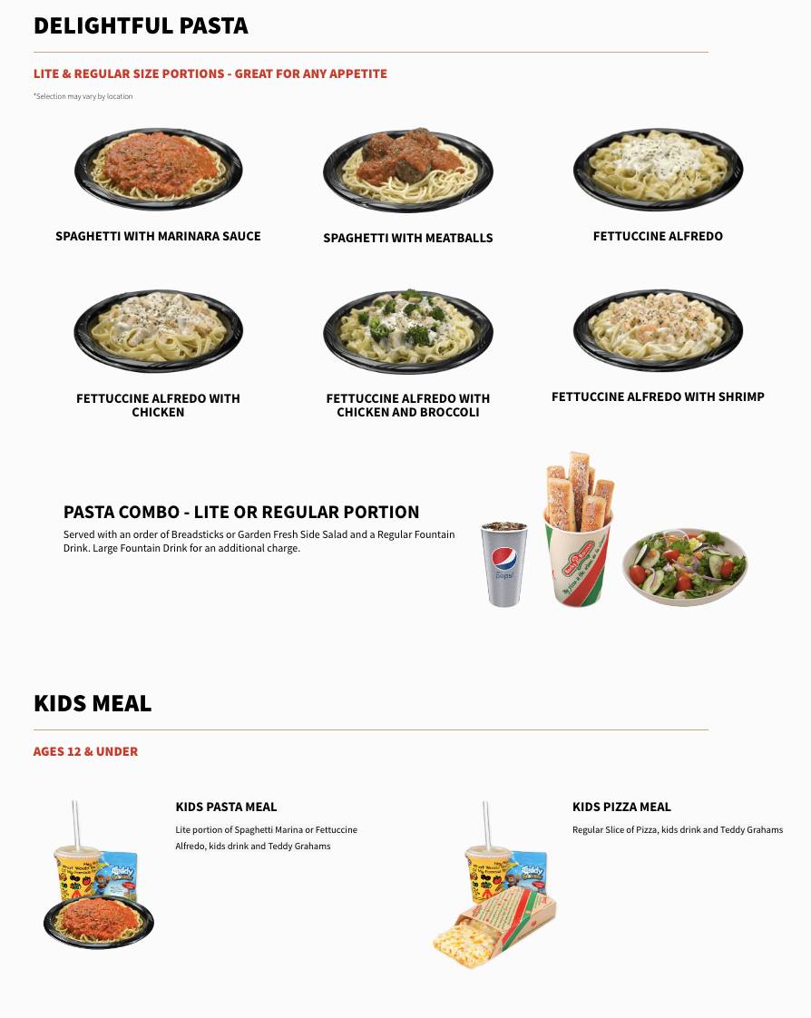 Rocky Rococo Pizza and Pasta меню