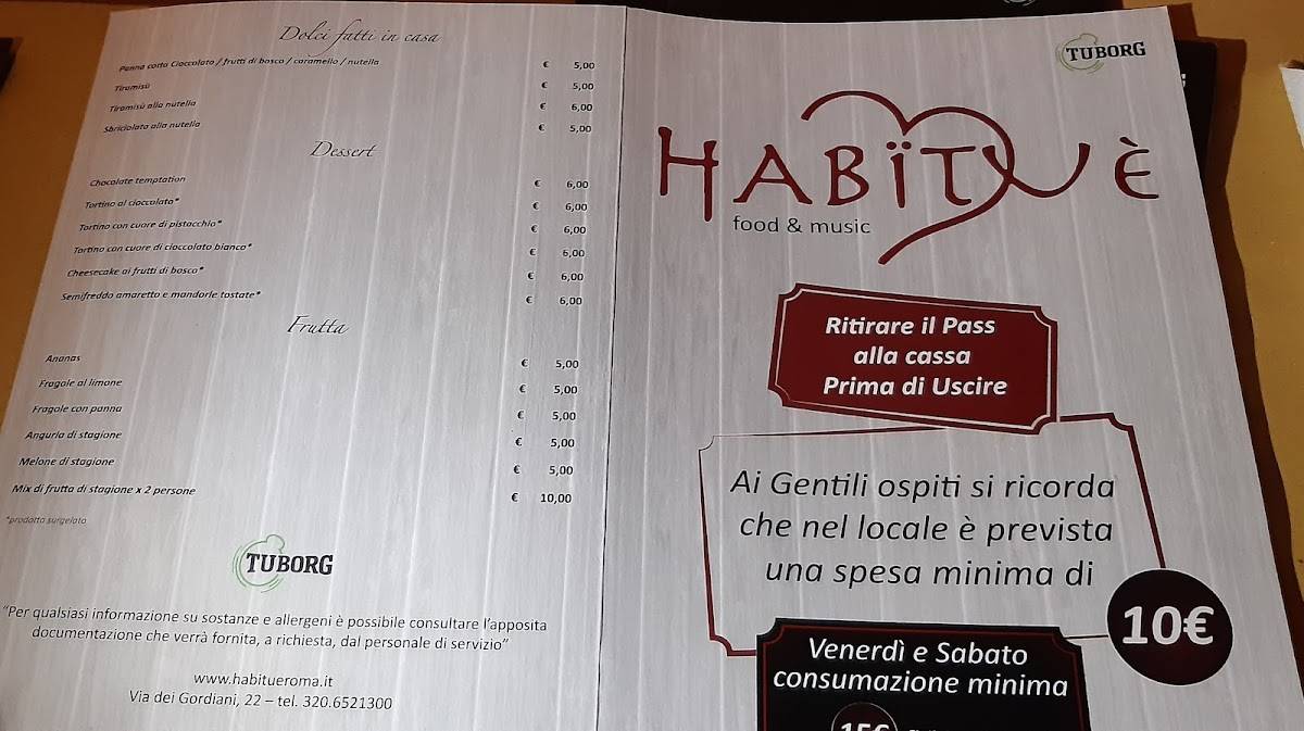 Habitué меню