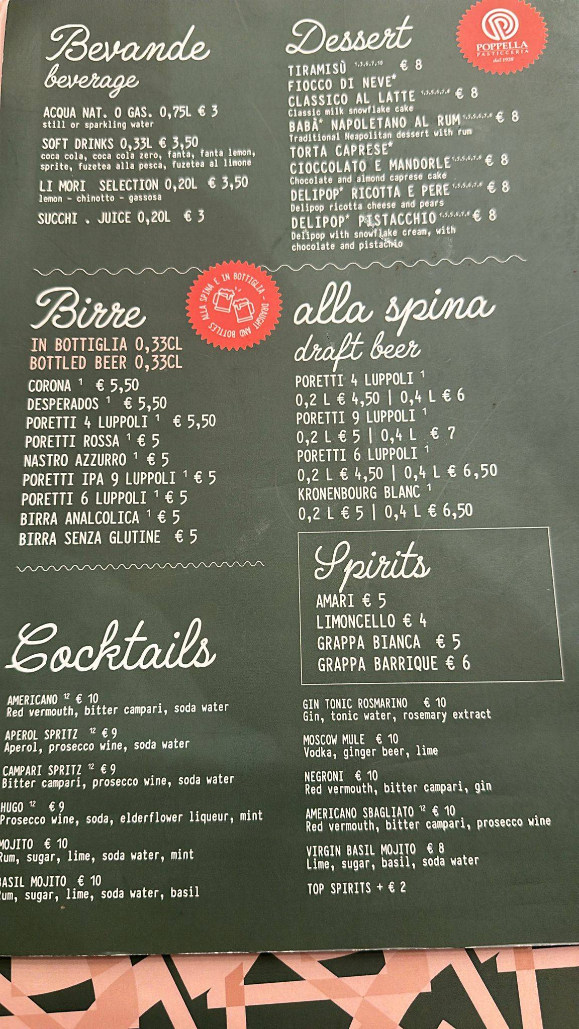 Rione Restaurant Roma меню
