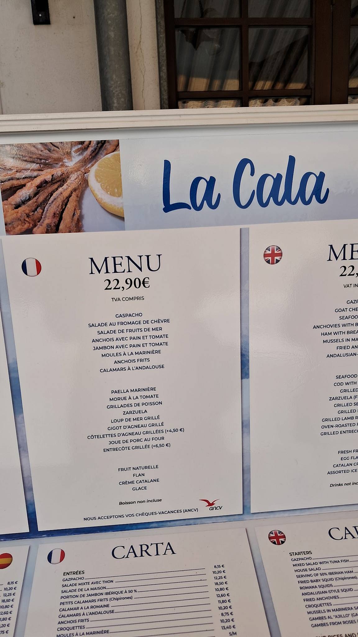 Hotel-Restaurant La Cala меню