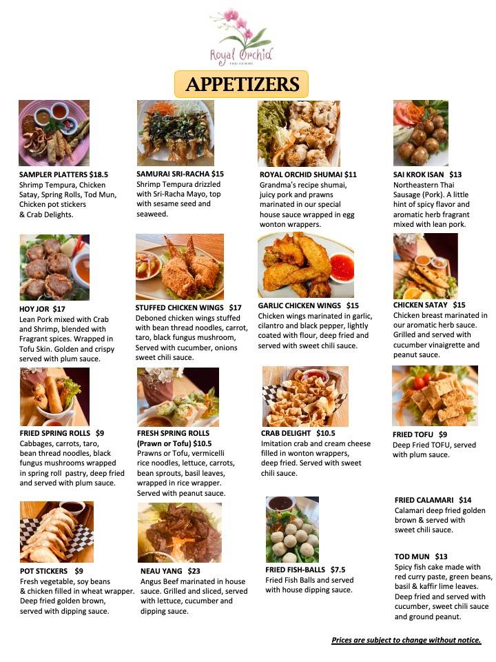 Royal Orchid Thai Cuisine меню