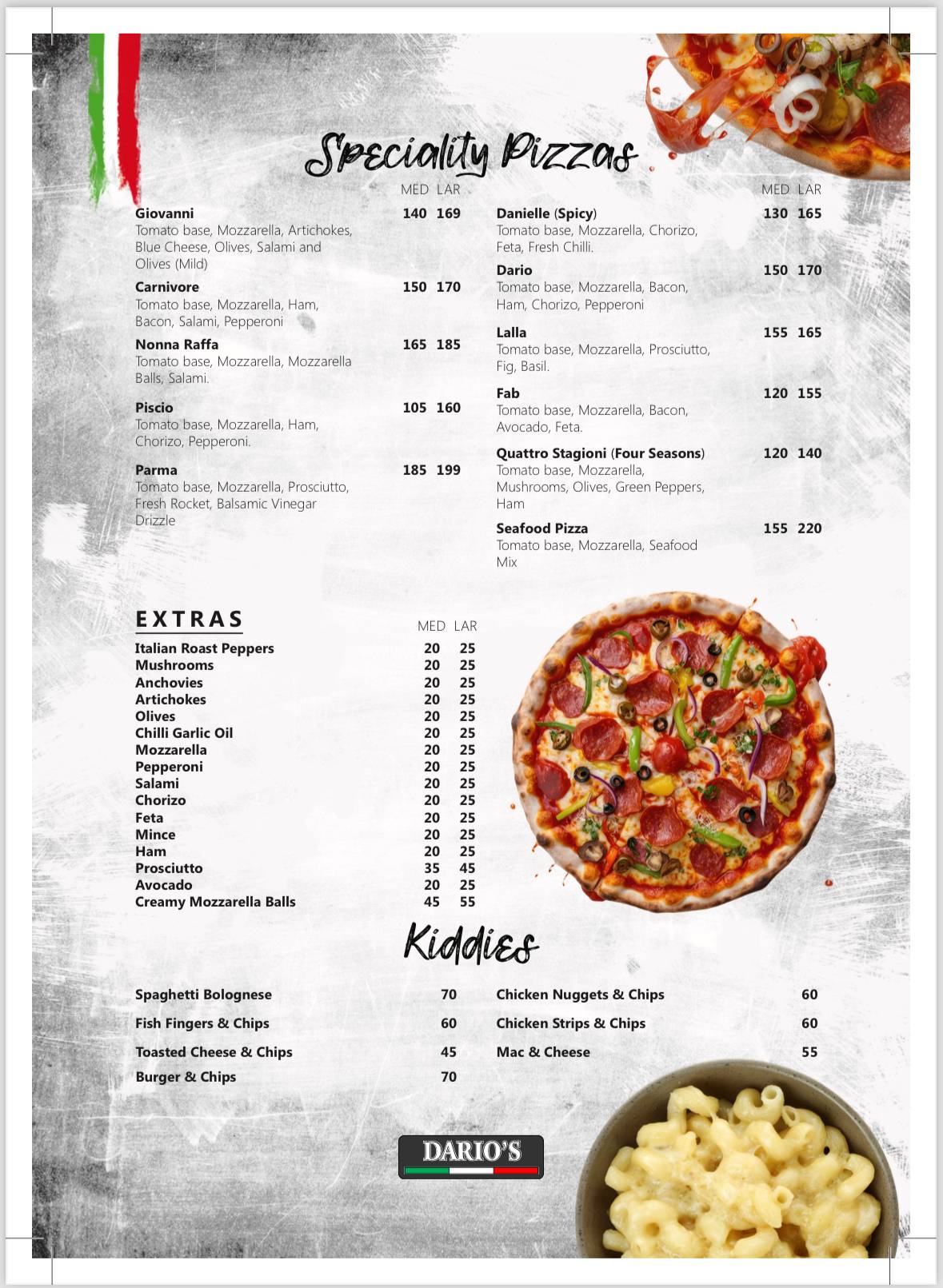 Dario's Restaurant меню