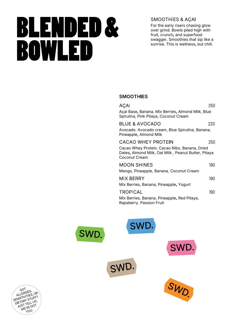 SWD Bangkok меню