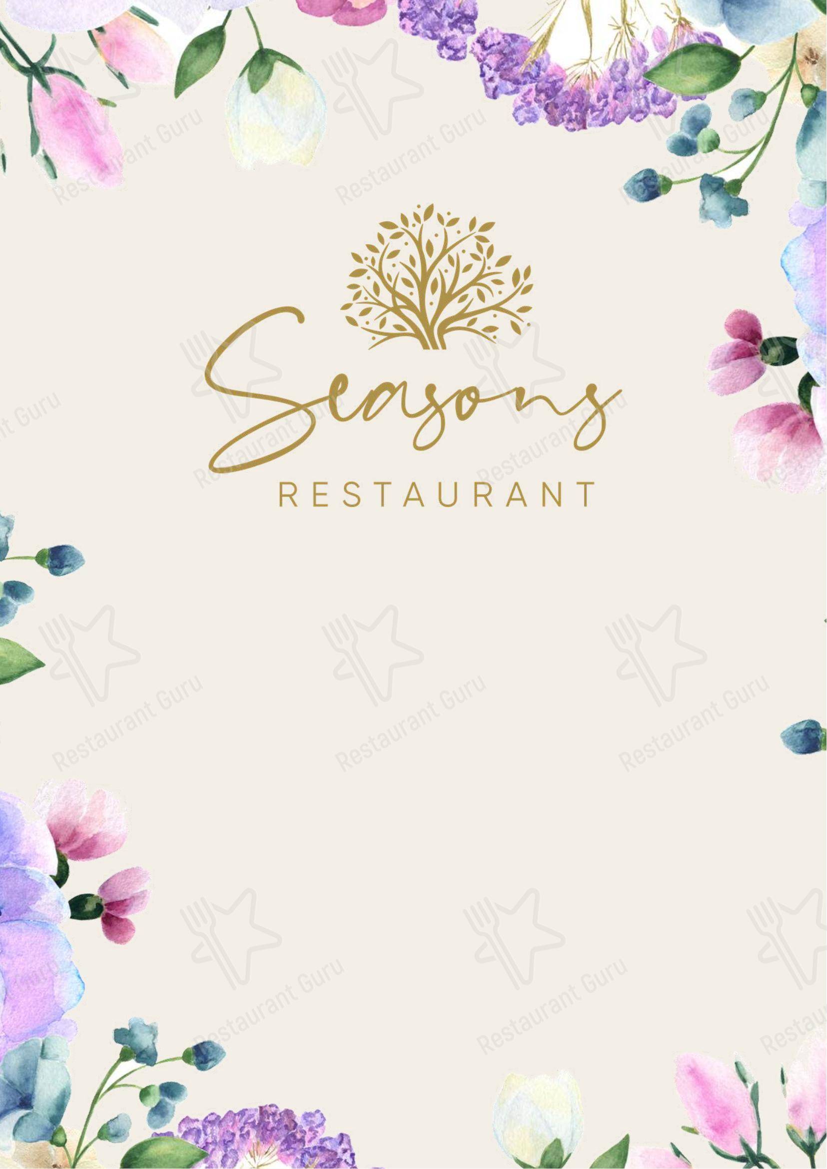 Меню ресторана Seasons Restaurant