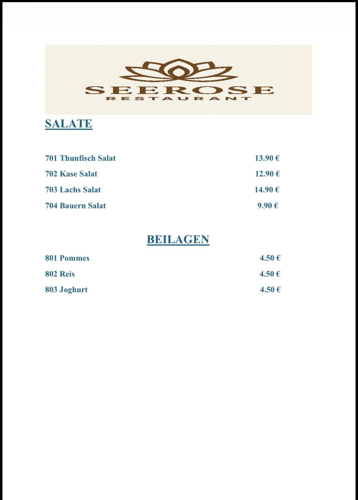 Seerose Restaurant Roth меню
