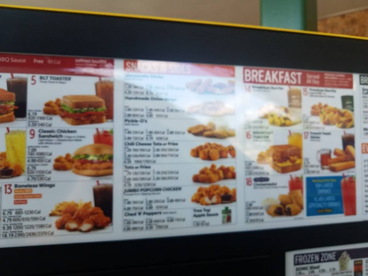 Sonic Drive-In меню