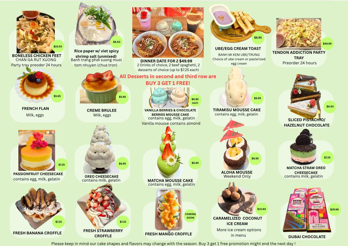 September Cafe меню