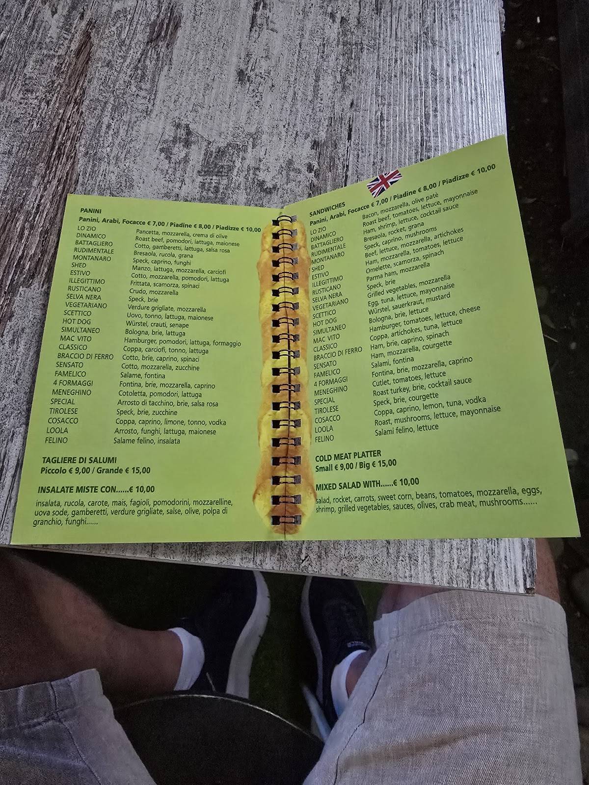 Shed Bar меню
