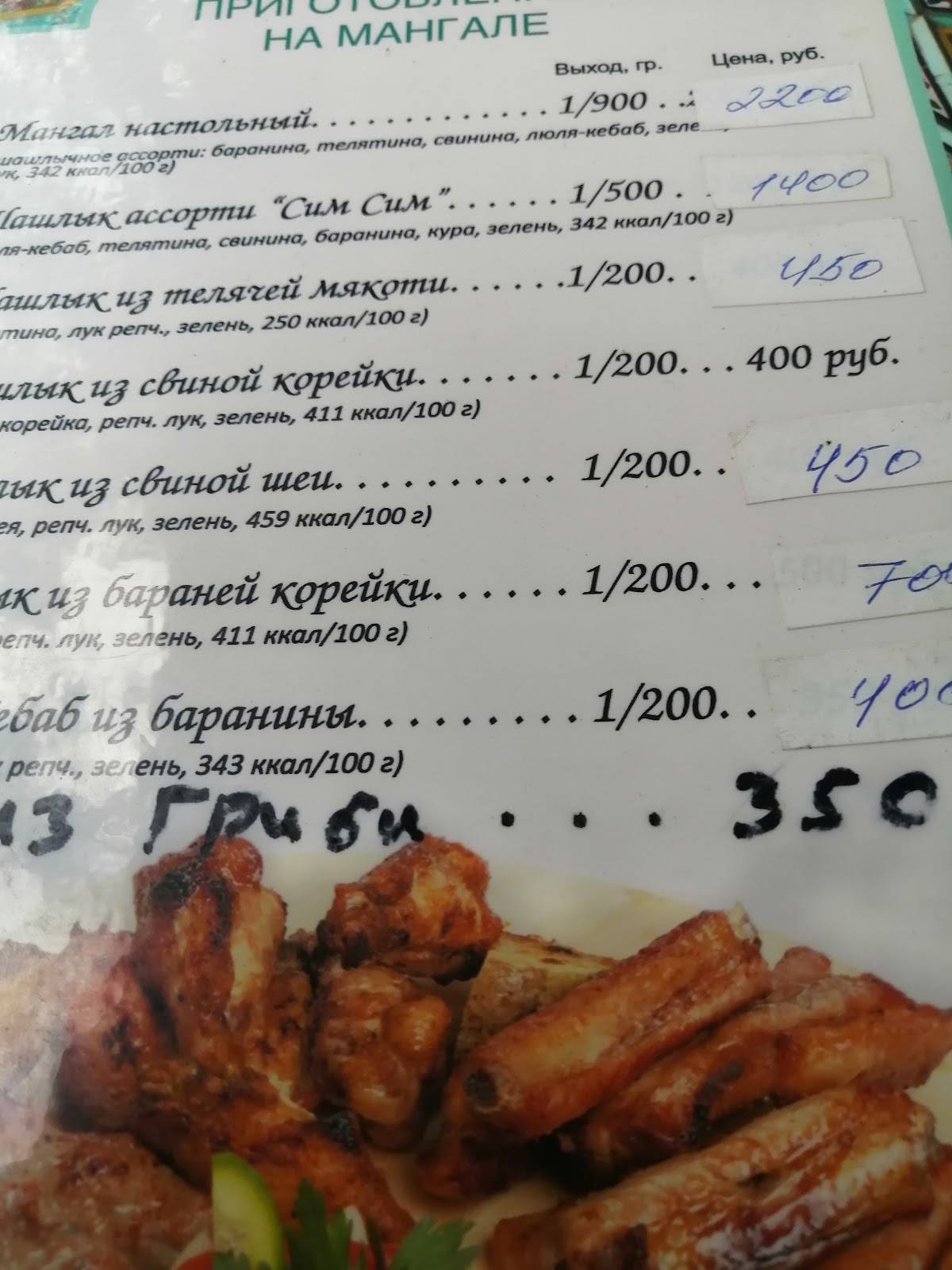 Сим-Сим меню