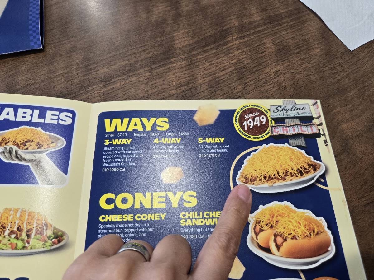 Skyline Chili меню