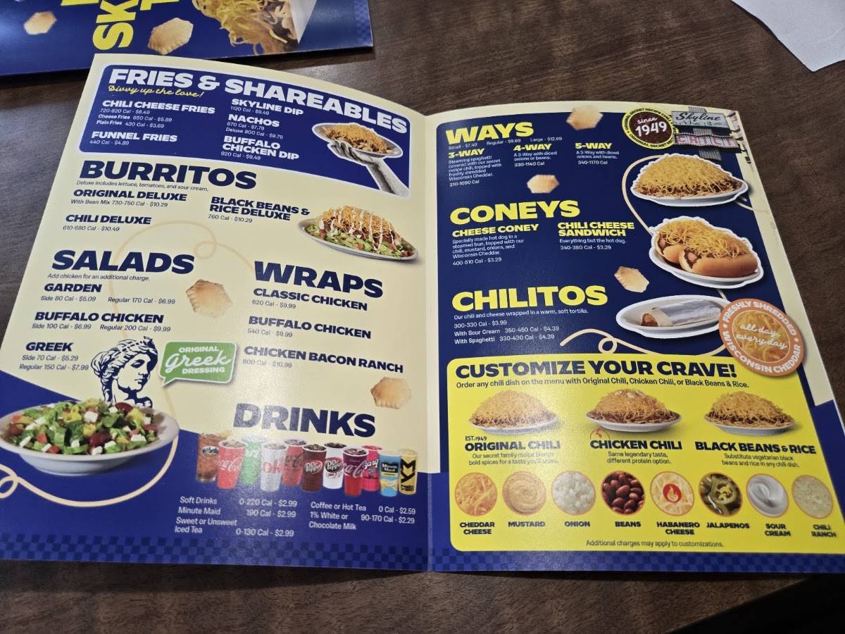 Skyline Chili меню