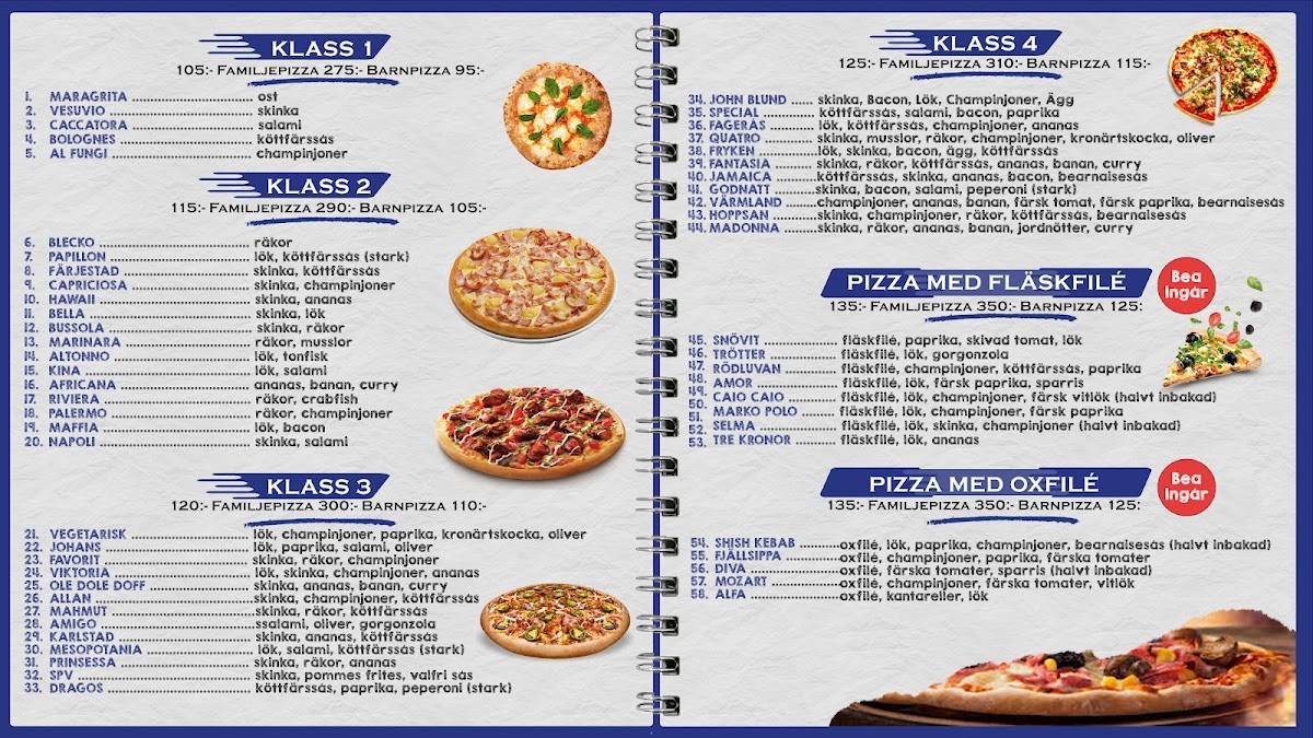 Snabbtugget restaurang pizzeria меню