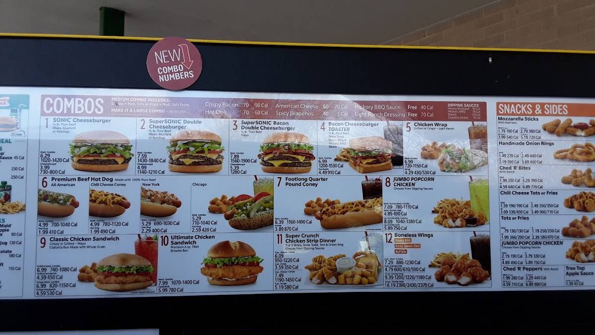 Sonic Drive-In меню