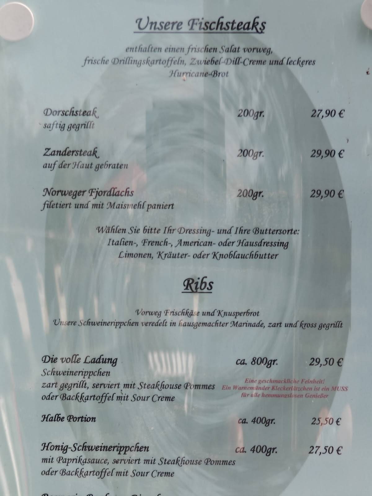 Steakhouse Hurricane меню