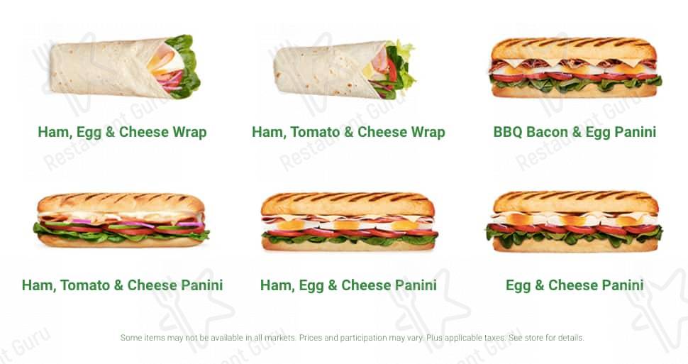 Subway меню
