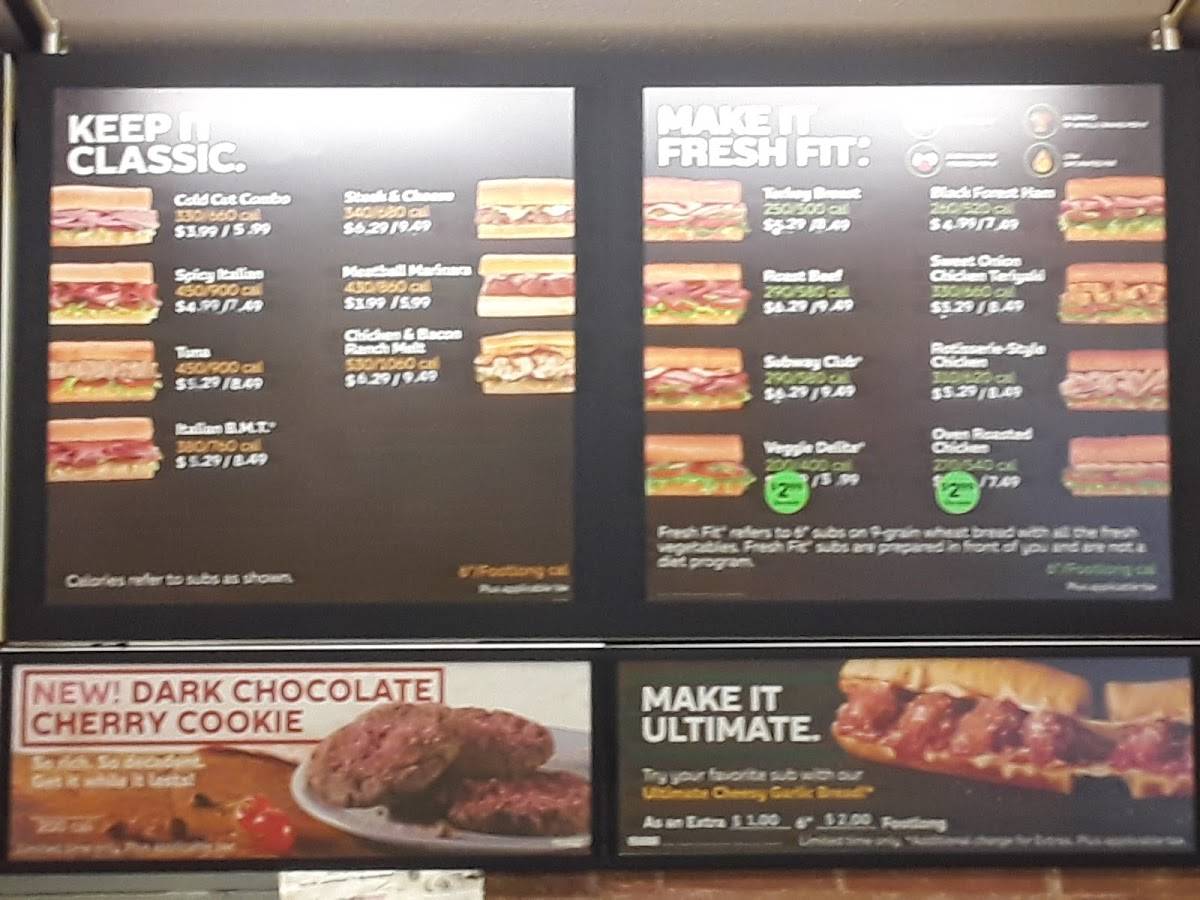 Subway меню