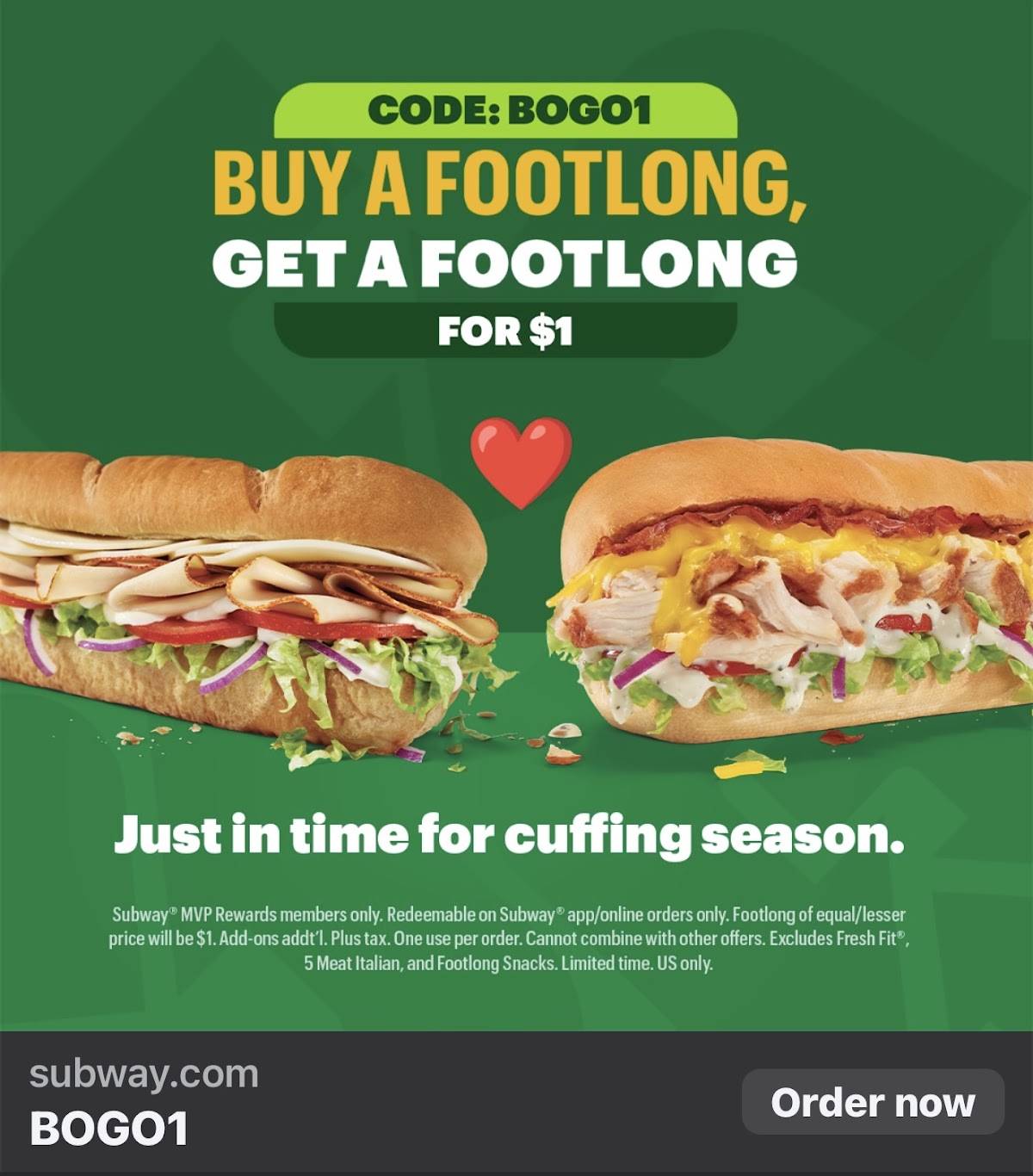 Subway меню