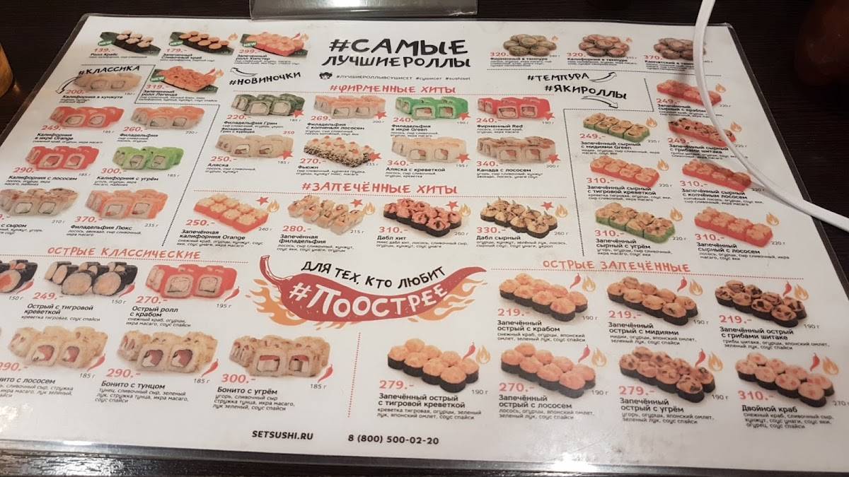 СУШИ СЕТ меню