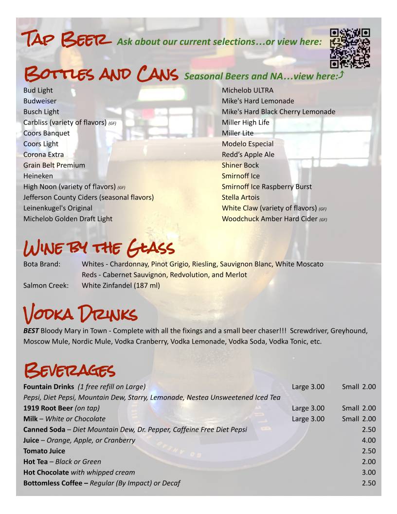 T-Bock's Sports Bar & Grill меню