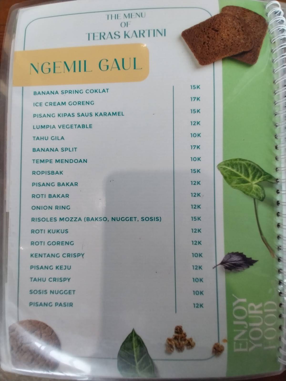 TERAS KARTINI меню
