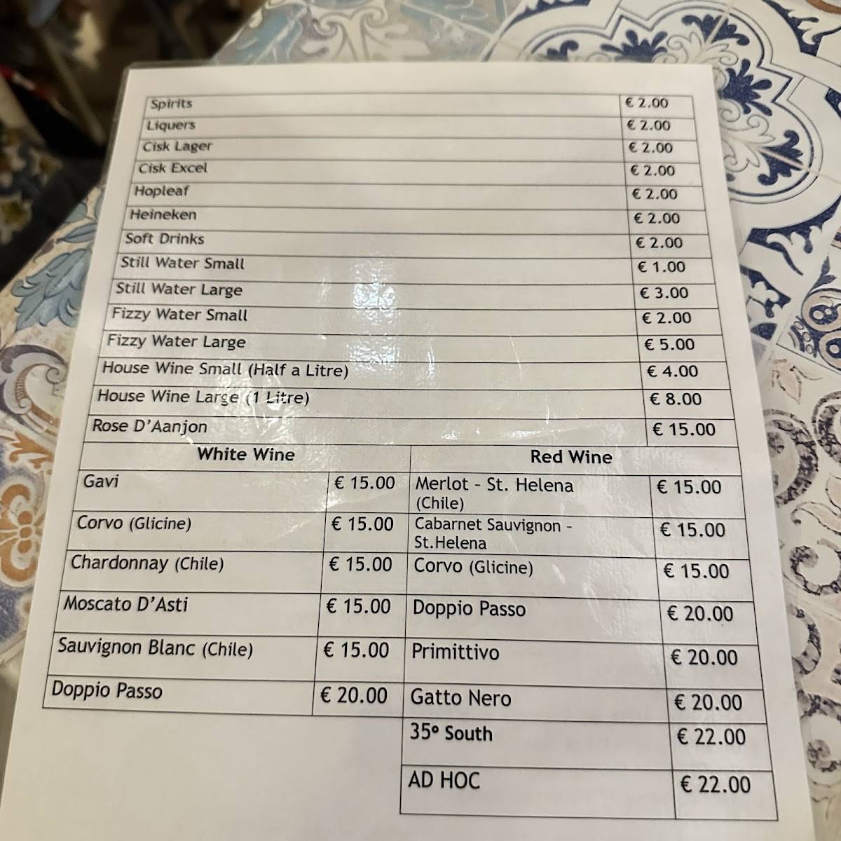 Ta' Futti меню