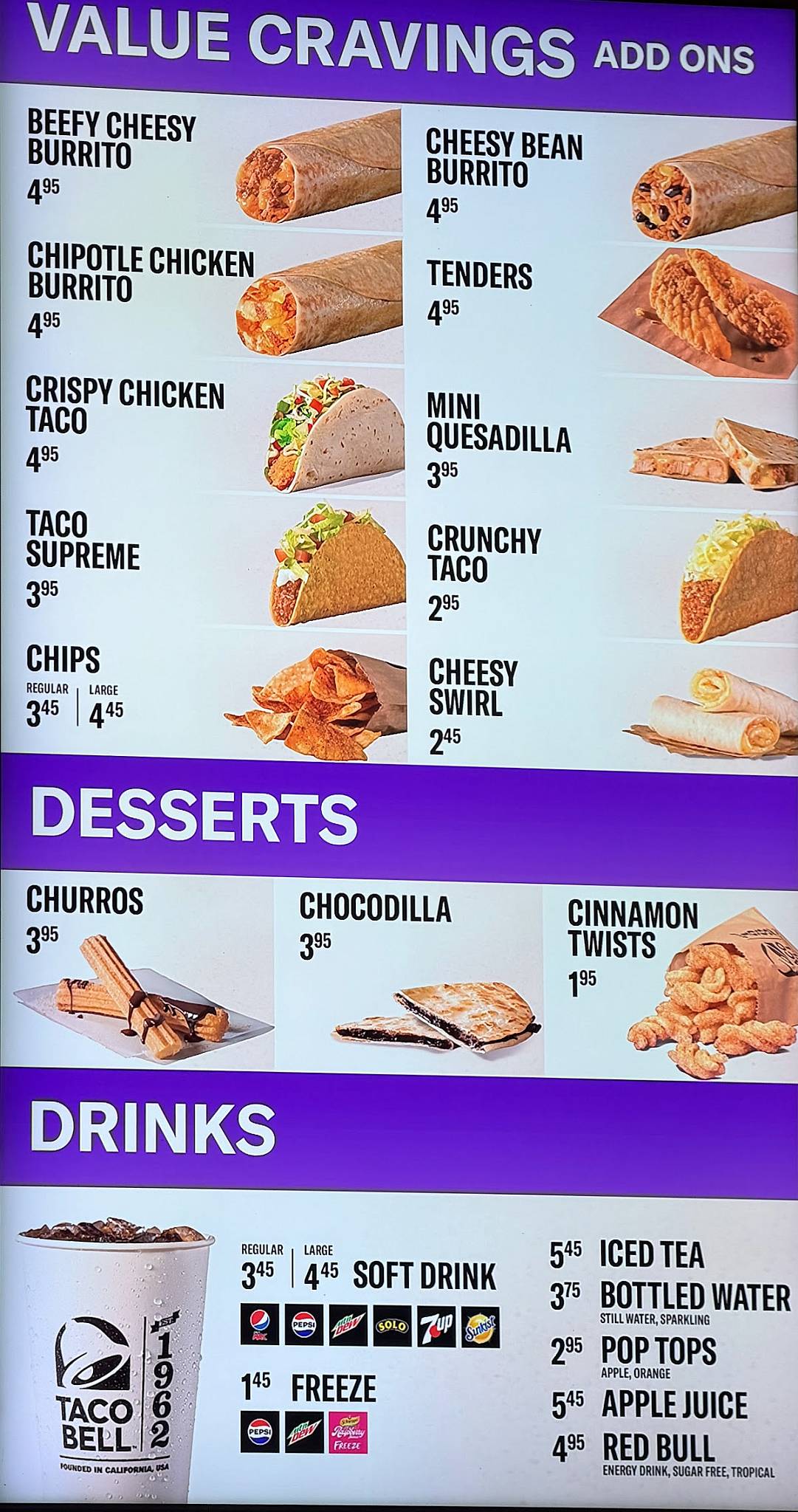 Taco Bell Roxburgh Park меню